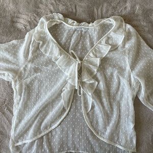 sheer long sleeve blouse 🤍